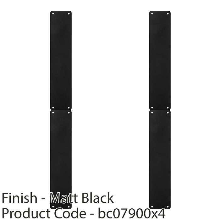 4 PACK Plain Door Finger Plate 350 x 75mm Matt Black Steel Push Plate 1