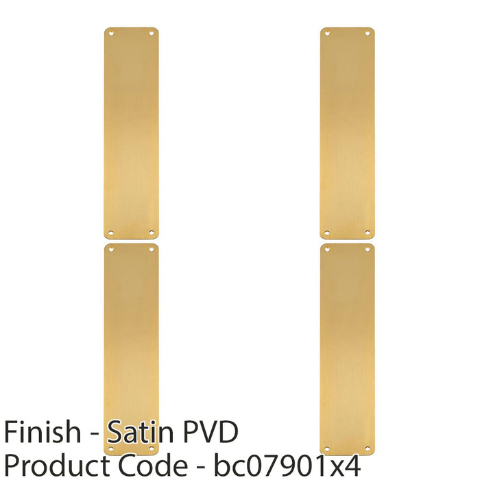 4 PACK Plain Door Finger Plate 350 x 75mm Satin Brass Steel Push Plate 1