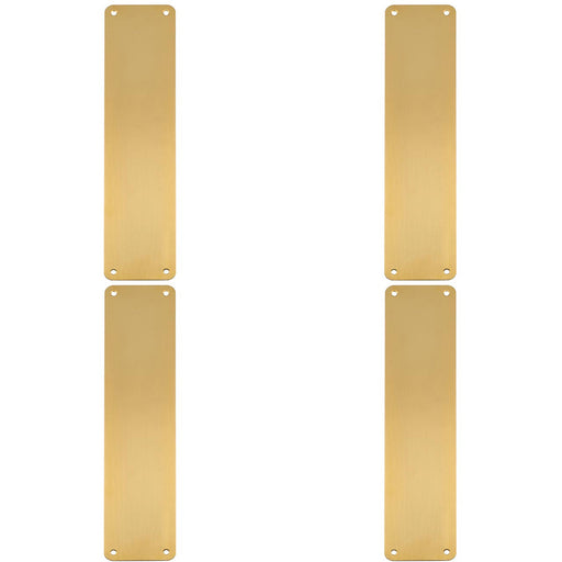 4 PACK Plain Door Finger Plate 350 x 75mm Satin Brass Steel Push Plate