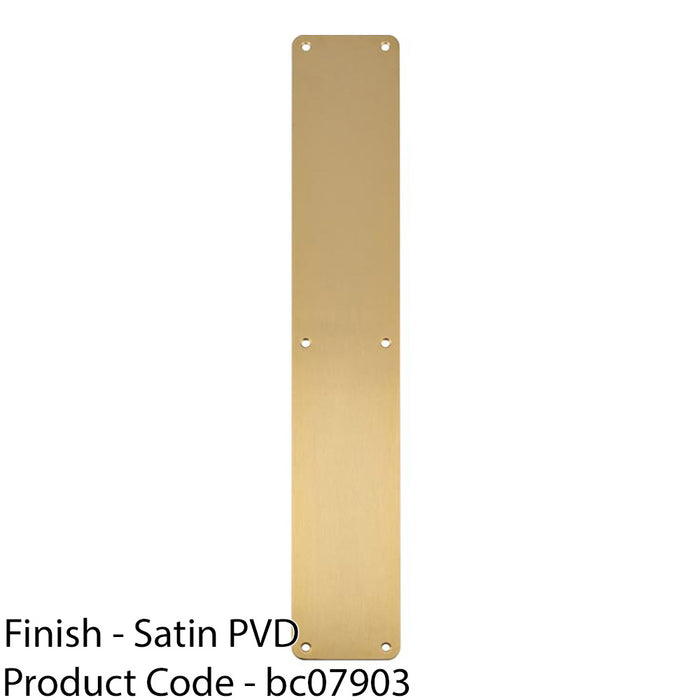 Plain Door Finger Plate 500 x 75mm - Satin Brass Steel Push Plate 1