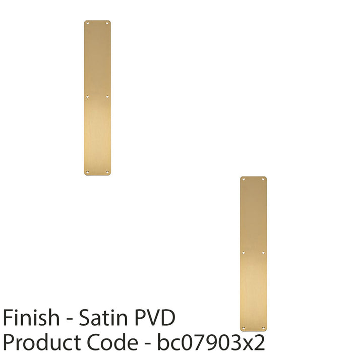 2 PACK Plain Door Finger Plate 500 x 75mm Satin Brass Steel Push Plate 1