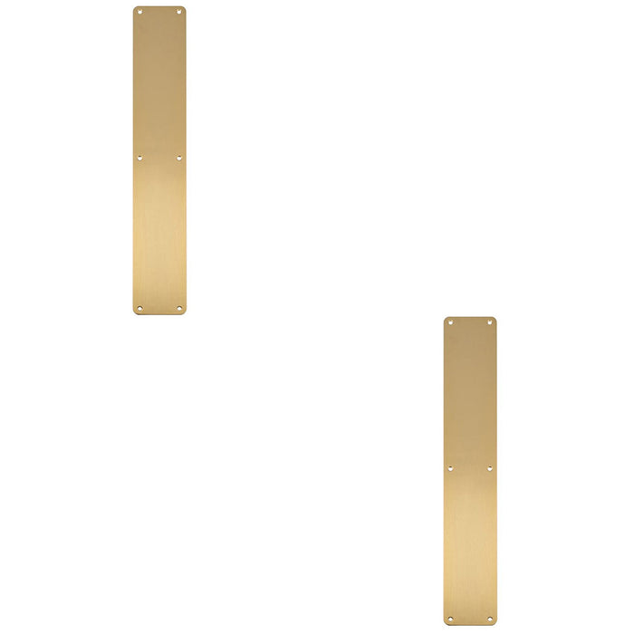 2 PACK Plain Door Finger Plate 500 x 75mm Satin Brass Steel Push Plate