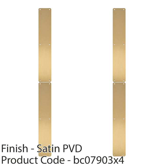 4 PACK Plain Door Finger Plate 500 x 75mm Satin Brass Steel Push Plate 1