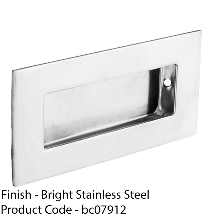 Recessed Sliding Door Flush Pull 102mm x 51mm 12mm Depth Bright Stainless Steel 1
