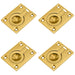 4 PACK Flush Ring Recessed Pull Handle 63x50mm 12mm Depth Polished Brass Sliding