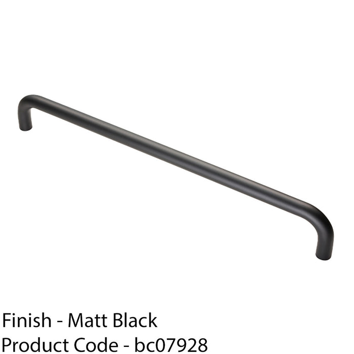 Round D Bar Pull Handle 469 x 19mm 450mm Fixing Centres Matt Black 1