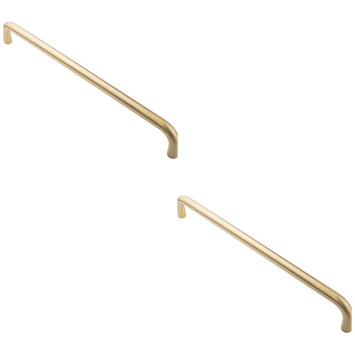 2 PACK Round D Bar Pull Handle 469 x 19mm 450mm Fixing Centres Satin Brass PVD