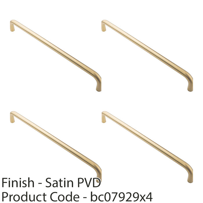 4 PACK Round D Bar Pull Handle 469 x 19mm 450mm Fixing Centres Satin Brass PVD 1
