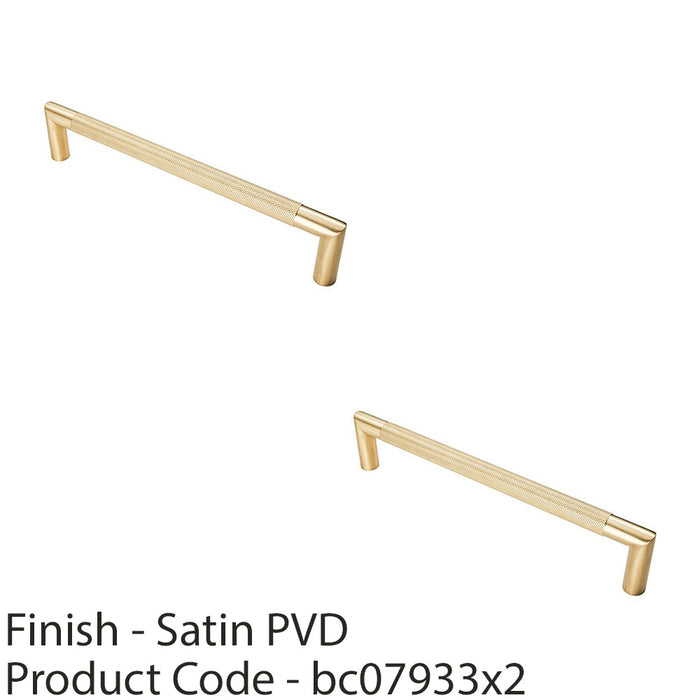 2 PACK Knurled Mitred Door Pull Handle 320 x 20mm 300mm Centres Satin Brass PVD 1