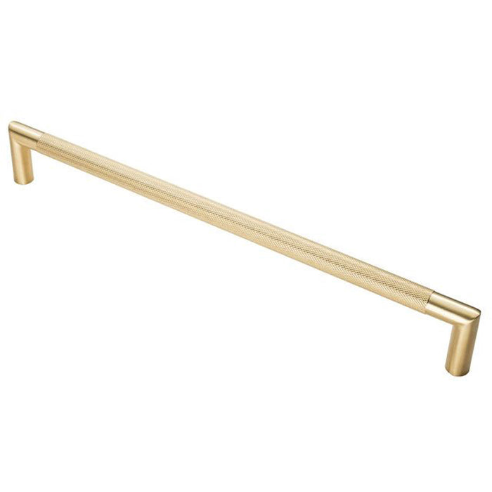 Knurled Mitred Door Pull Handle 470 x 20mm 450mm Fixing Centres Satin Brass PVD