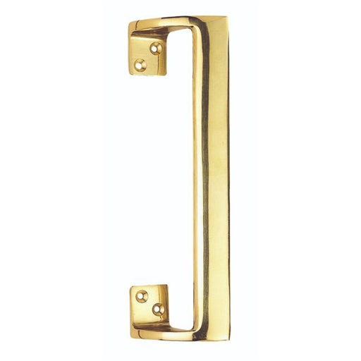 Cranked Oval Grip Door Pull Handle 305mm Length 53mm Proj Polished Brass