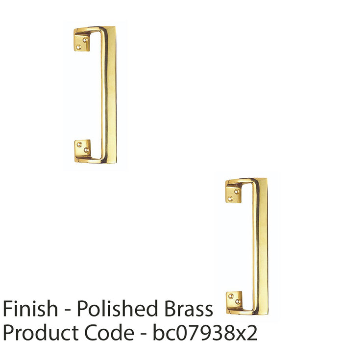 2 PACK Cranked Oval Grip Door Pull Handle 305mm Length 53mm Proj Polished Brass 1
