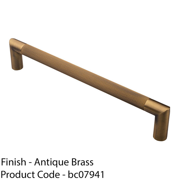Mitred Reeded Door Pull Handle - 320mm x 20mm - 300mm Centres Antique Brass 1