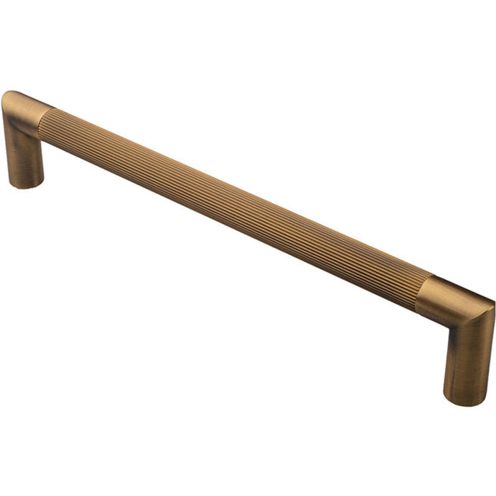 Mitred Reeded Door Pull Handle - 320mm x 20mm - 300mm Centres Antique Brass