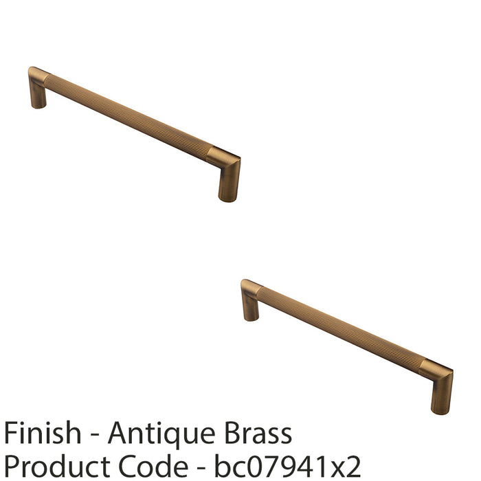 2 PACK Mitred Reeded Door Pull Handle 320mm x 20mm 300mm Centres Antique Brass 1