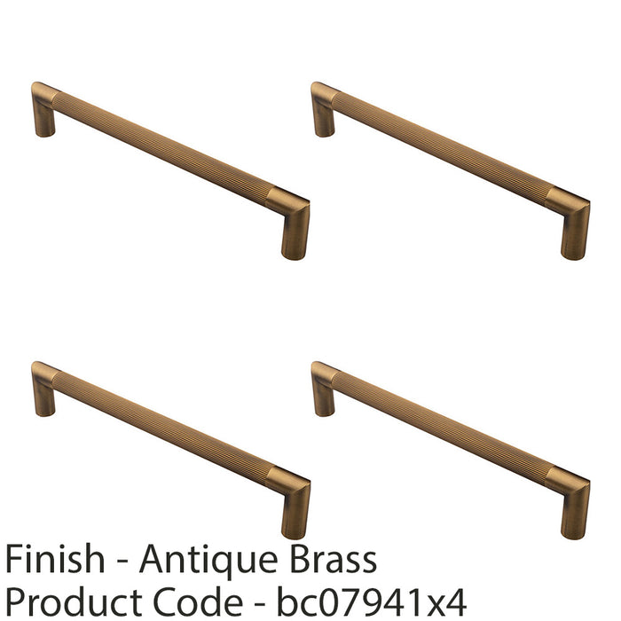 4 PACK Mitred Reeded Door Pull Handle 320mm x 20mm 300mm Centres Antique Brass 1
