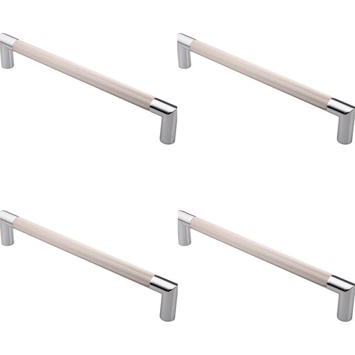 4 PACK Mitred Reeded Door Pull Handle 320mm x 20mm 300mm Centres Satin Nickel