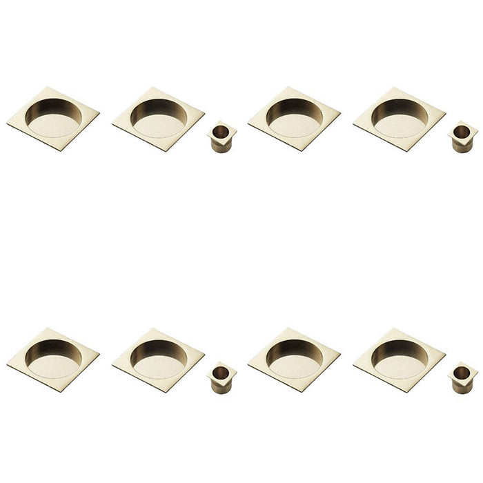 4 PACK 30mm Sliding Door Rose & 2x 53mm Square Flush Finger Pulls Satin Nickel