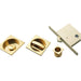 Complete Locking Sliding Pocket Door Pack - Polished Brass - Square Thumbturn WC