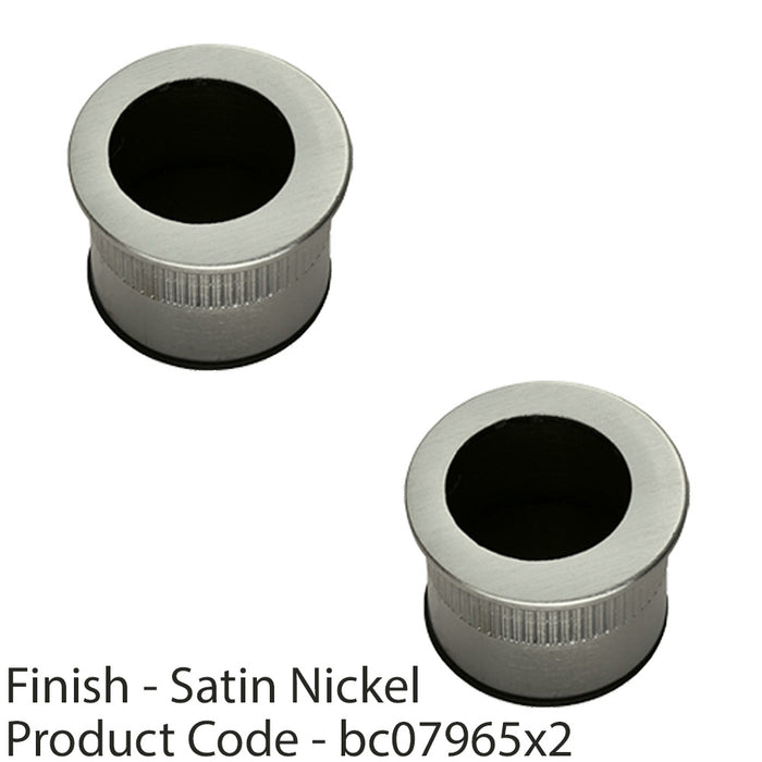 2 PACK Small Recessed Sliding Door Flush Pull 29mm Round 23mm Depth Satin Nickel 1