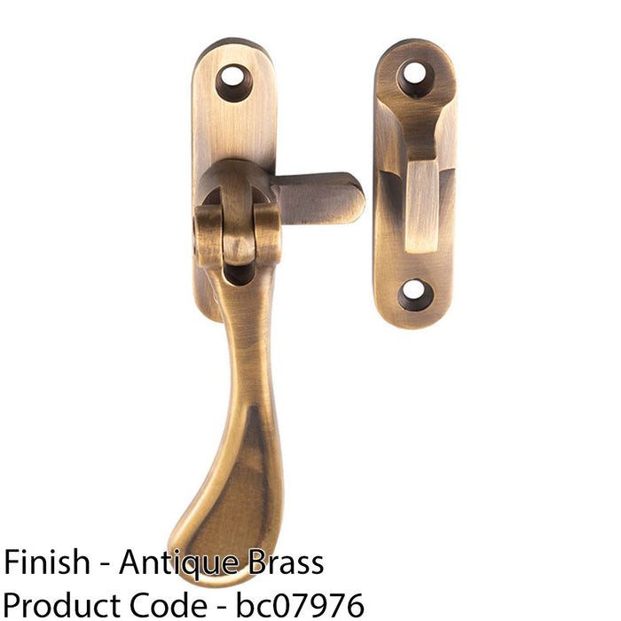 Spoon End Reversible Casement Window Fastener Handle 103mm Length Antique Brass 1