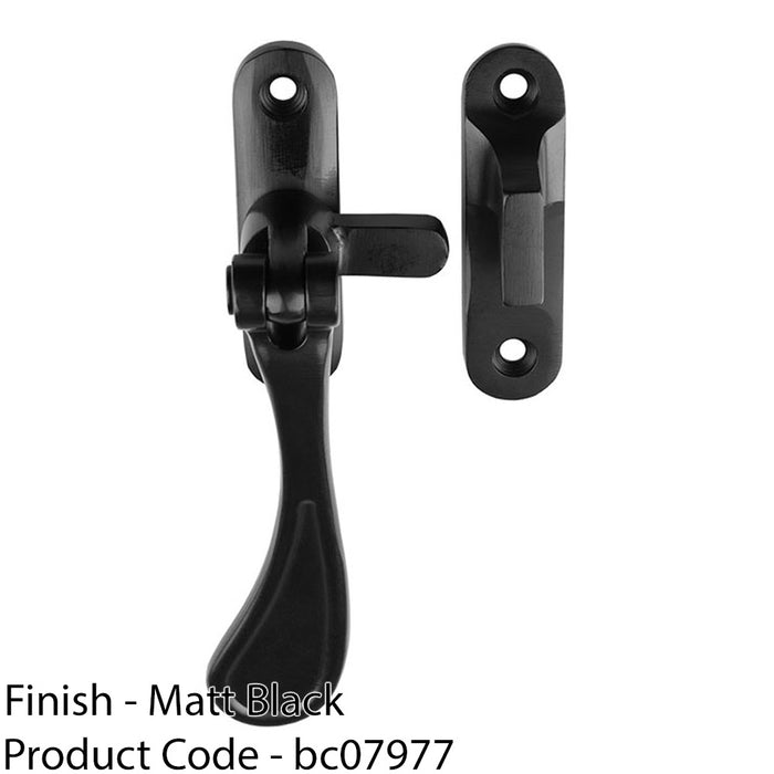 Spoon End Reversible Casement Window Fastener Handle 103mm Length Matt Black 1