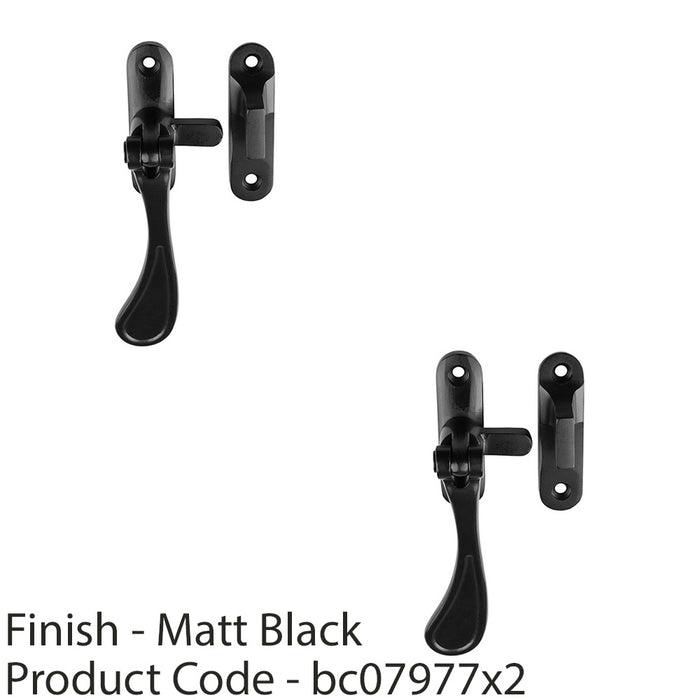 2 PACK SpoEnd Reversible Casement Window Fastener Handle 103mm Length Matt Black 1