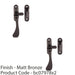 2 PACK Spoon End Reversible Casement Window Fastener Handle 103mm Matt Bronze 1