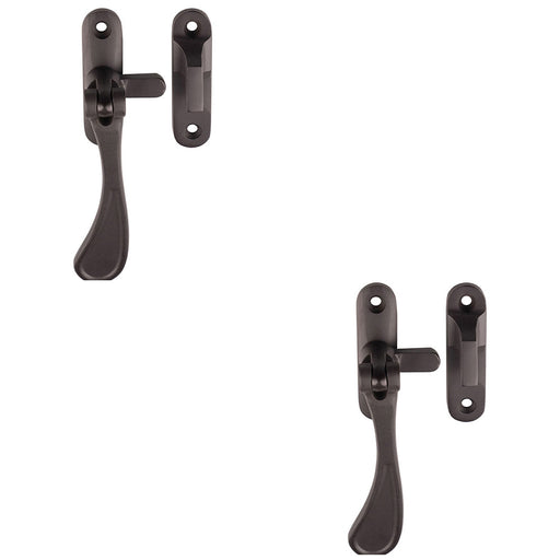 2 PACK Spoon End Reversible Casement Window Fastener Handle 103mm Matt Bronze