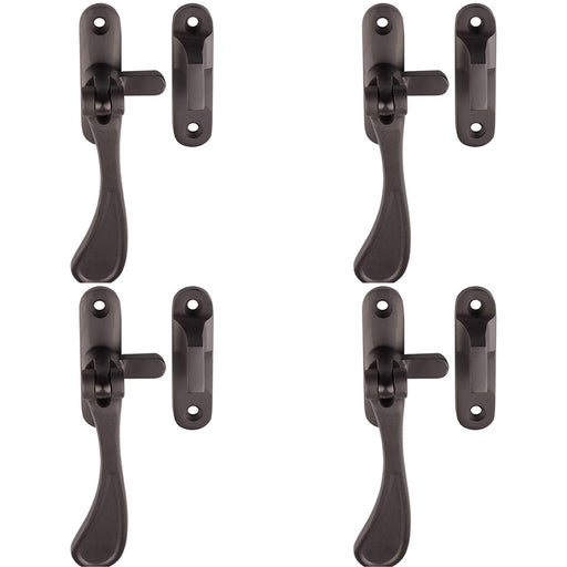 4 PACK Spoon End Reversible Casement Window Fastener Handle 103mm Matt Bronze