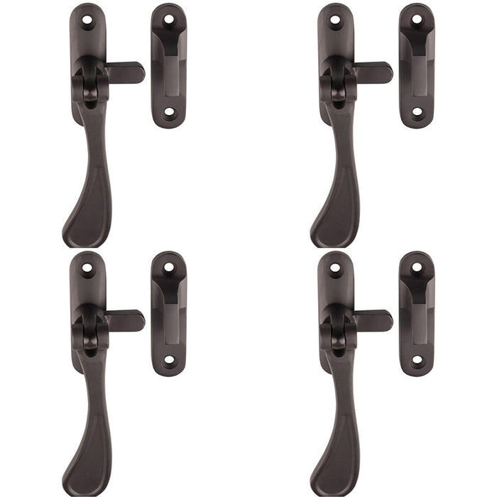 4 PACK Spoon End Reversible Casement Window Fastener Handle 103mm Matt Bronze