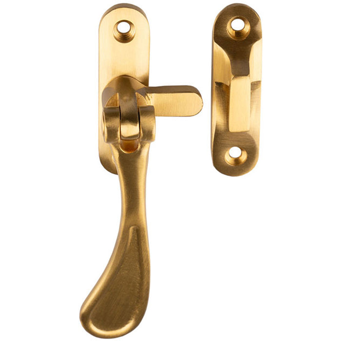 Spoon End Reversible Casement Window Fastener Handle 103mm Length Satin Brass