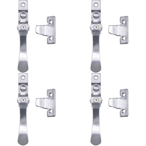 4 PACK Victorian Wedge Pattern Casement Window Fastener 57 x 13mm Satin Chrome