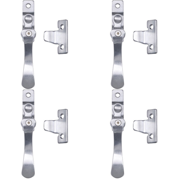 4 PACK Victorian Wedge Pattern Casement Window Fastener 57 x 13mm Satin Chrome