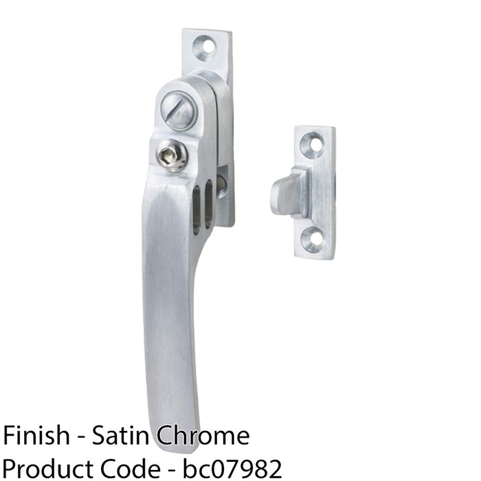 Locking Casement Window Fastener Handle with Night Vent 16 x 60mm Satin Chrome 1