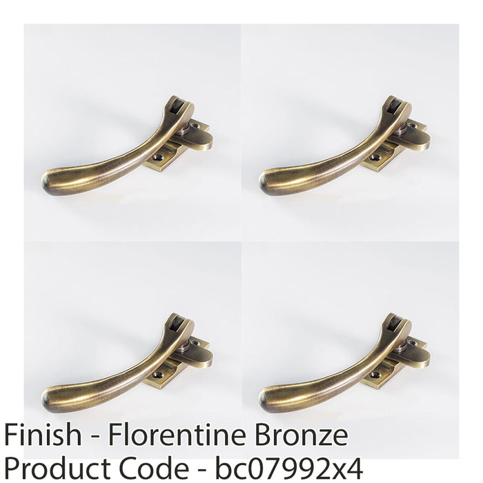 4 PACK Bulb Ended Casement Window Fastener 98mm 45mm Centres Florentine Bronze 1