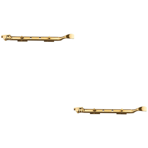 2 PACK Victorian Casement Window Stay Handle & 2 Pins 300mm Length Satin Brass