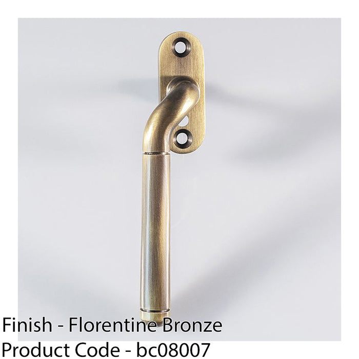 Cranked Locking Window Espagnolette Handle - Left Handed 110mm Florentine Bronze 1