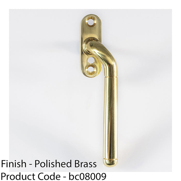 Cranked Locking Window Espagnolette Handle - Right Handed 110mm Polished Brass 1