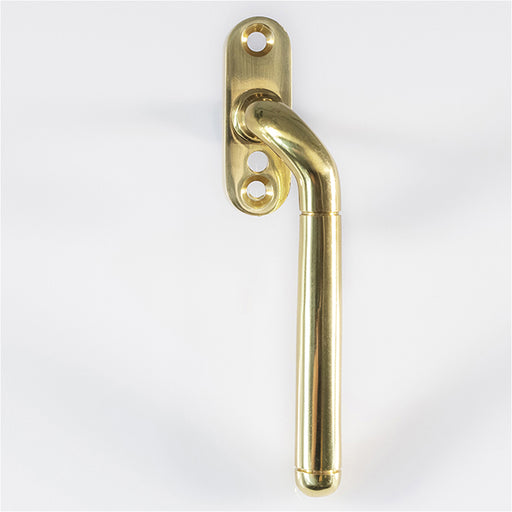 Cranked Locking Window Espagnolette Handle - Right Handed 110mm Polished Brass