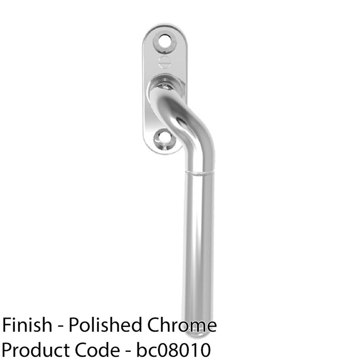 Cranked Locking Window Espagnolette Handle - Right Handed 110mm Polished Chrome 1