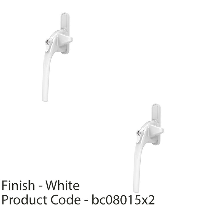 2 PACK White Cockspur Locking Window Handle Right Hand 9 13 17 & 21mm Rebate 1