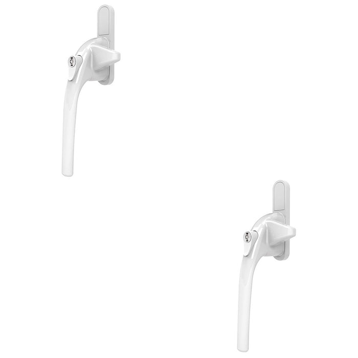 2 PACK White Cockspur Locking Window Handle Right Hand 9 13 17 & 21mm Rebate