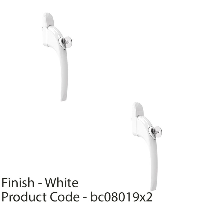 2 PACK White Universal Locking Window Handle Click Fit PVC Window Rose Lever 1