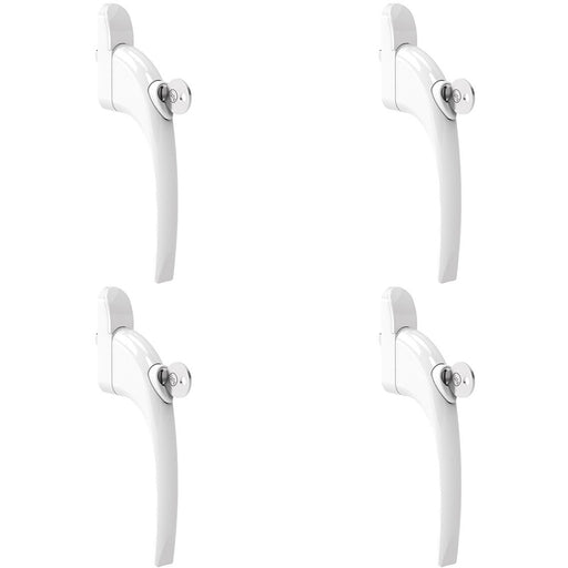 4 PACK White Universal Locking Window Handle Click Fit PVC Window Rose Lever