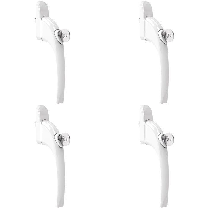 4 PACK White Universal Locking Window Handle Click Fit PVC Window Rose Lever