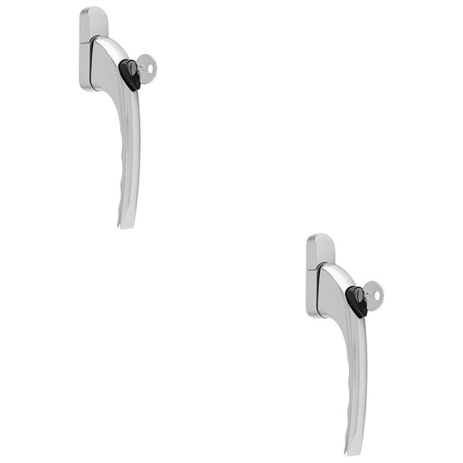 2 PACK Chrome Universal Locking Window Handle Click Fit PVC Window Rose Lever