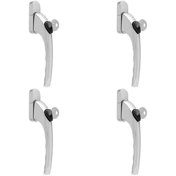 4 PACK Chrome Universal Locking Window Handle Click Fit PVC Window Rose Lever