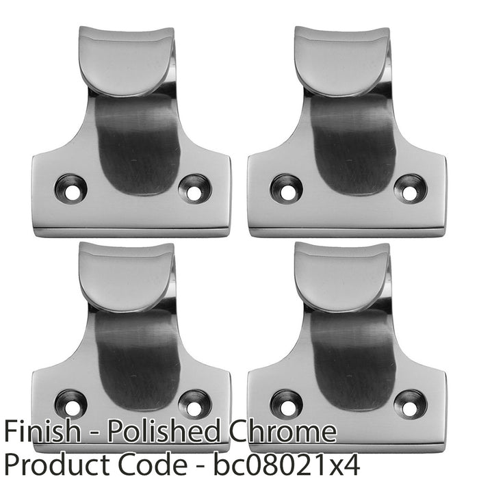 4 PACK Cast Sash Window Lift Pull Handle 32mm Centres 48 x 45mm Polished Chrome 1