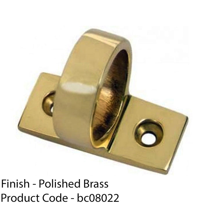 Horizontal Fixed Ring Sash Window Lift Handle 44 x 12mm 22mm Dia Polished Brass 1